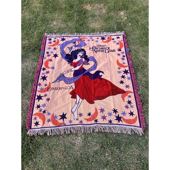Vintage 90s Disney The Hunchback of Notre Dame Esmeralda Tapestry Blanket - Picture 1 of 4